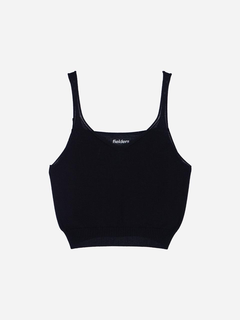 fielders Bustier V-neck Sleeveless Knit Top [BLACK]