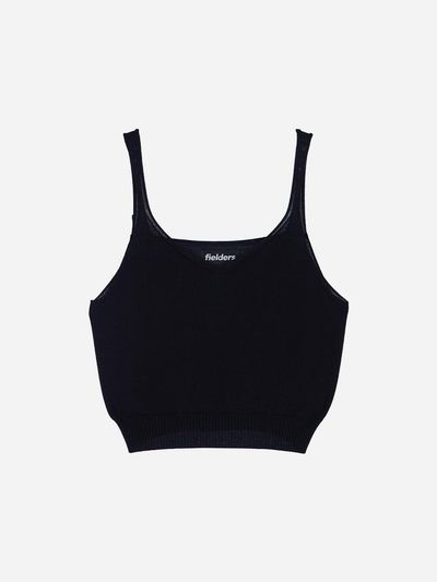 fielders Bustier V-neck Sleeveless Knit Top [BLACK]