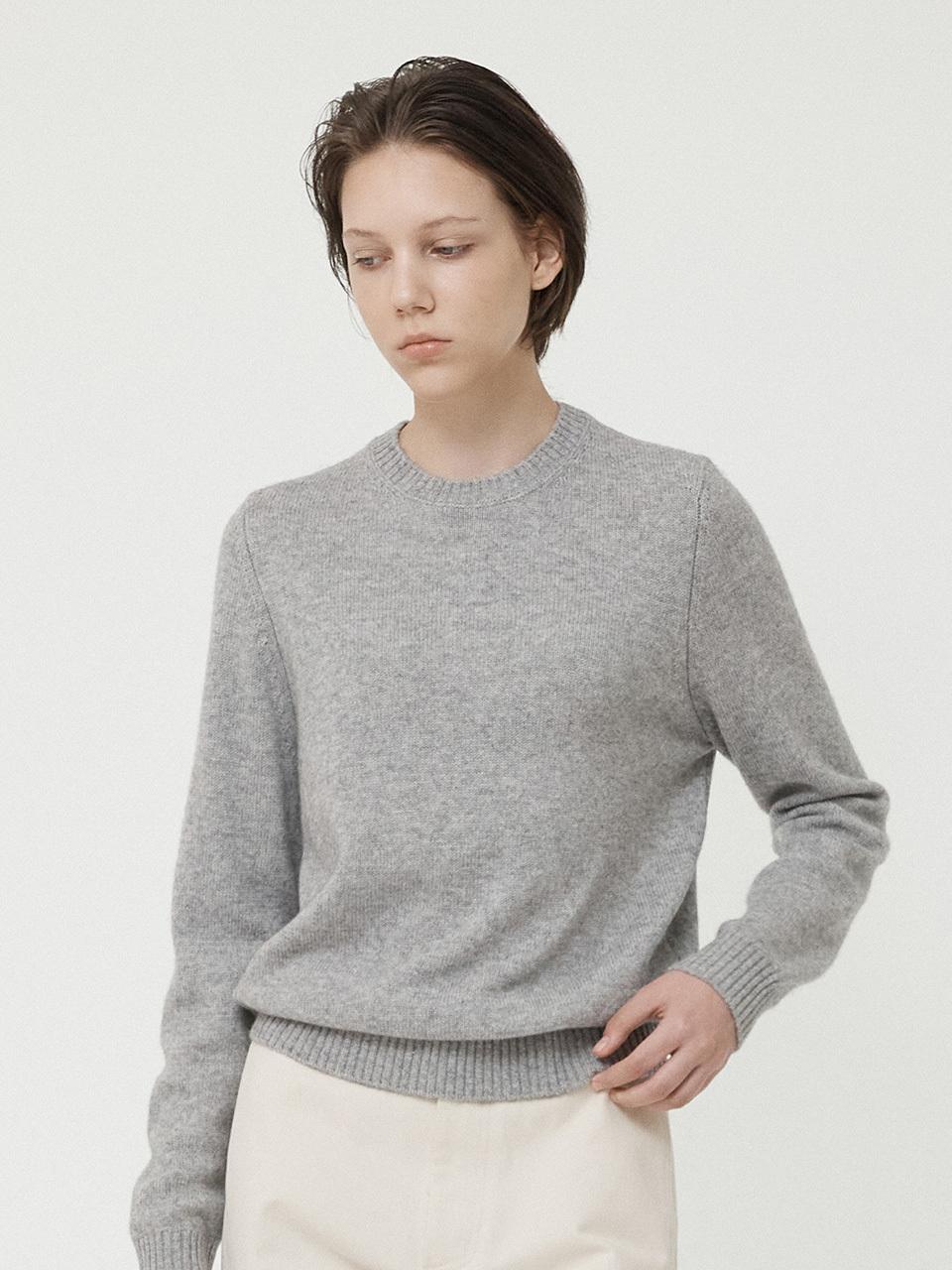 fielders Cashmere Blend Wool Crew Neck Knit [Gray]