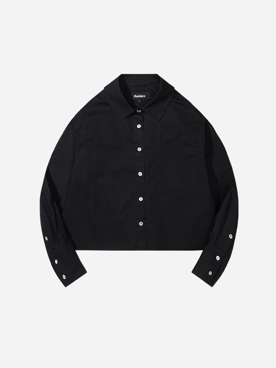 fielders Cropped High-Density Cotton Shirt [Black]