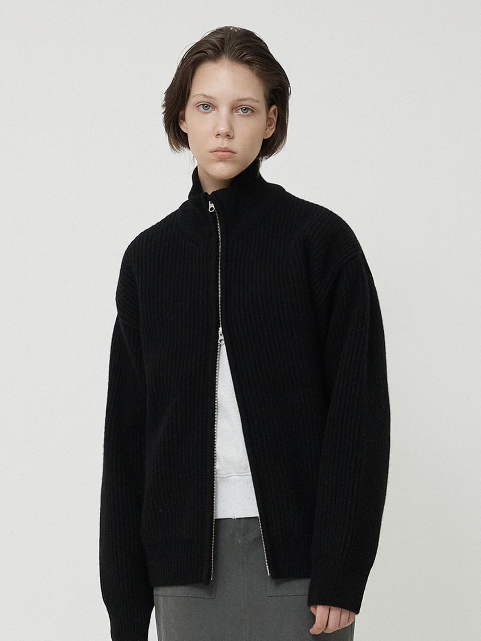 fielders Full Knit Zip Up Jacket [Black]