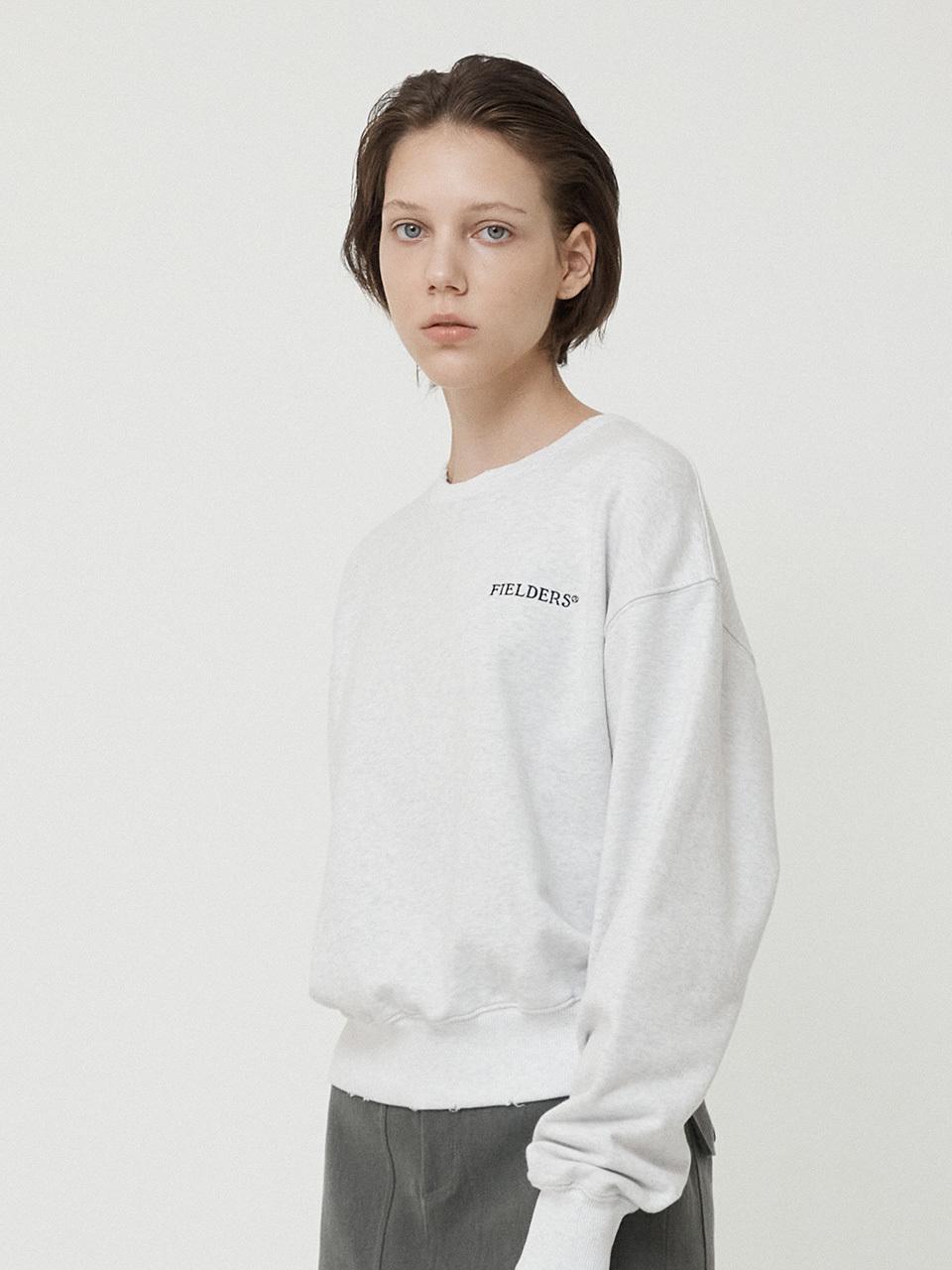 fielders Logo Damaged Sweat Shirts [White Melange]