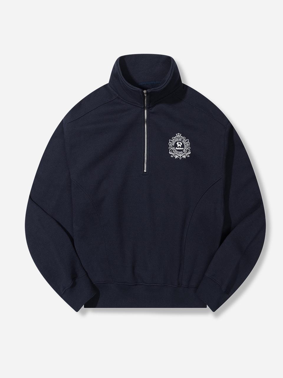 fielders Logo Print Half-Zip Up Sweatshirt [Navy]