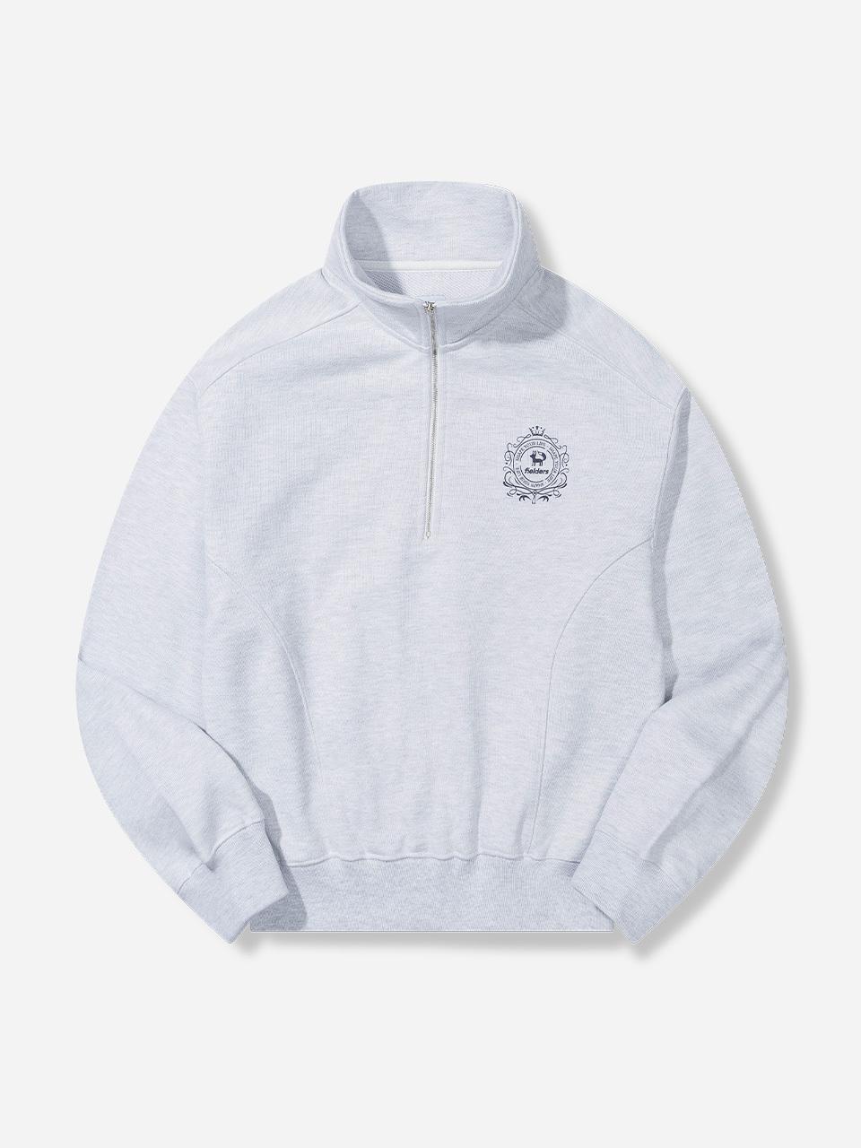 fielders Logo Print Half-Zip Up Sweatshirt [WHITE]
