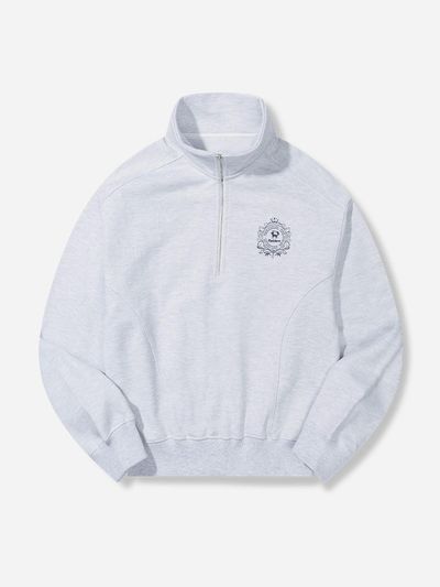 fielders Logo Print Half-Zip Up Sweatshirt [WHITE]