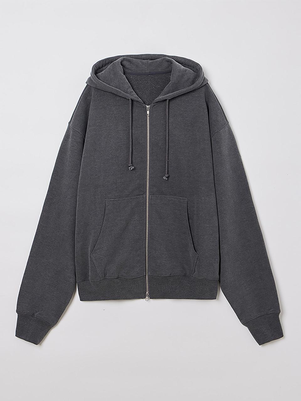 fielders Pigment Dyeing Hoodie Zip Up Jacket [Deep Gray]