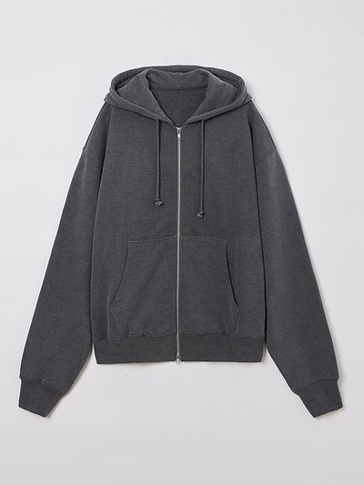 fielders Pigment Dyeing Hoodie Zip Up Jacket [Deep Gray]