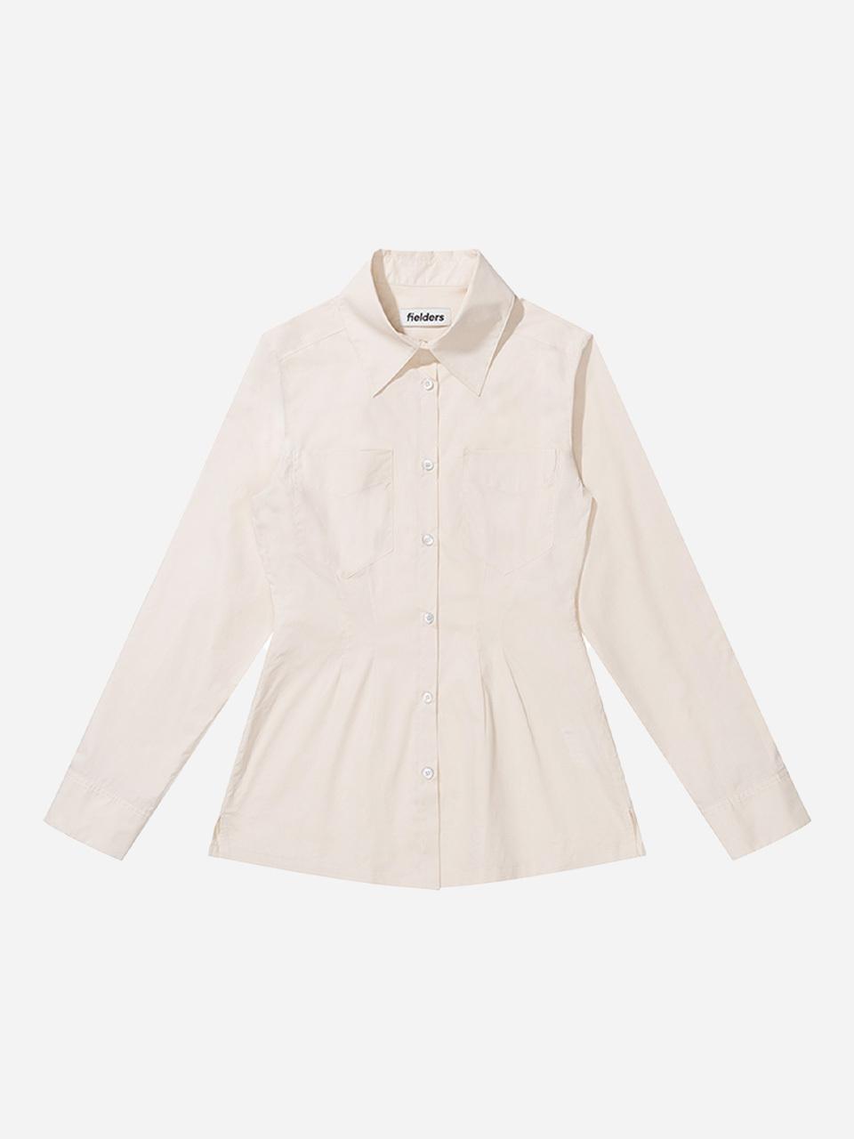 fielders Pin-tuck Slim-fit Long Collar Shirt [PINK BEIGE]