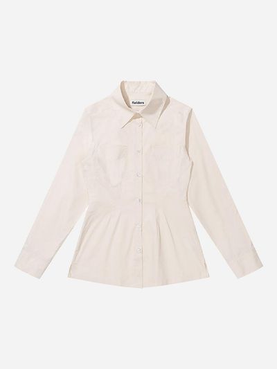 fielders Pin-tuck Slim-fit Long Collar Shirt [PINK BEIGE]