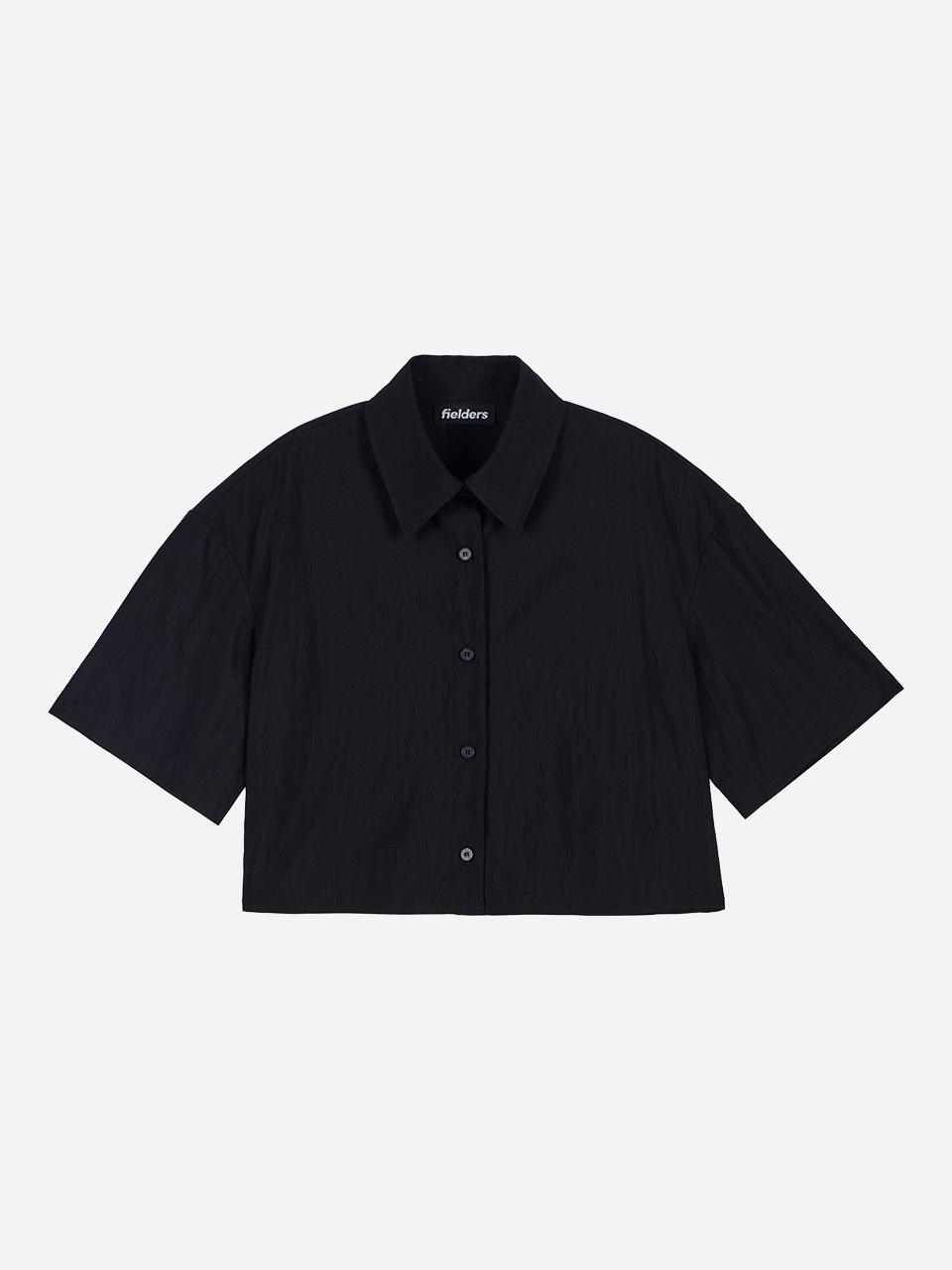 fielders Semi-Overfit Cropped Half Shirt [Black]