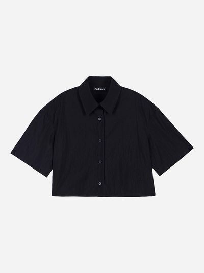 fielders Semi-Overfit Cropped Half Shirt [Black]