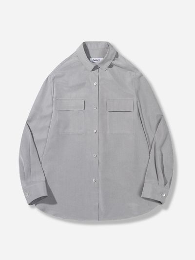 fielders Tencel Pocket Relaxed Blouse [LIGHT GRAY]