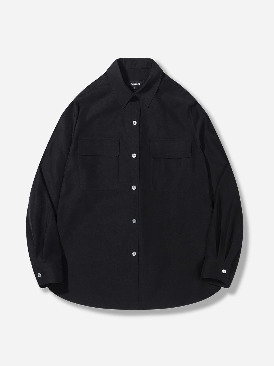 fielders Tencel Relaxed Silhouette Pocket Blouse [BLACK]