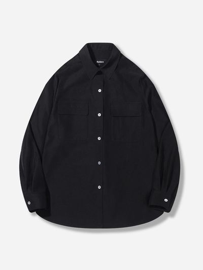 fielders Tencel Relaxed Silhouette Pocket Blouse [BLACK]