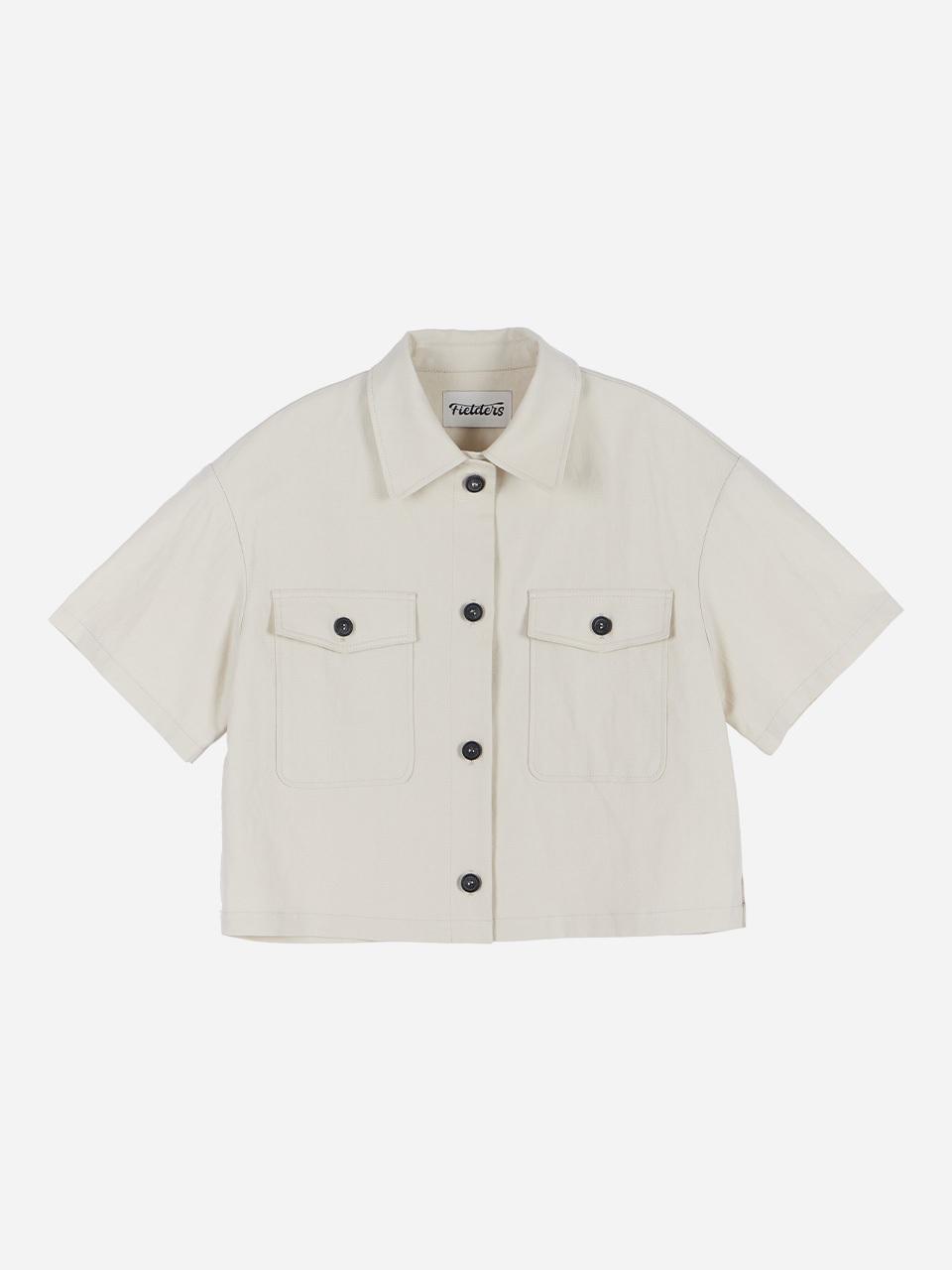 fielders Trucker Linen Crop Jacket [Beige]