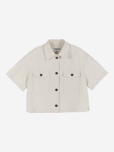 fielders Trucker Linen Crop Jacket [Beige]