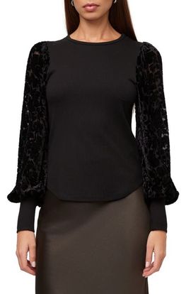 FIFTEEN TWENTY FIFTEEN TWENTY Burnout Bishop-Sleeved Ribbed Top