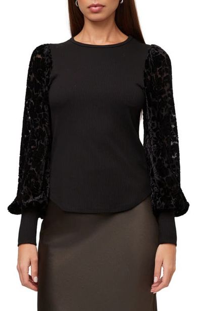 FIFTEEN TWENTY FIFTEEN TWENTY Burnout Bishop-Sleeved Ribbed Top