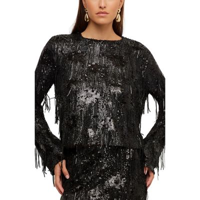 FIFTEEN TWENTY FIFTEEN TWENTY Danielle Sequin Fringe Top