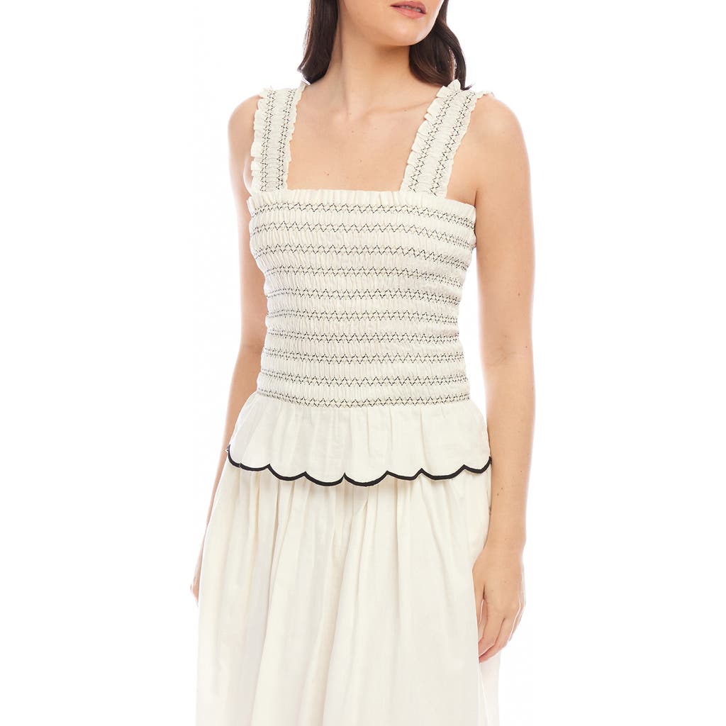 FIFTEEN TWENTY FIFTEEN TWENTY Elliot Smocked Cotton Peplum Camisole