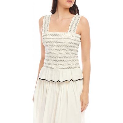 FIFTEEN TWENTY FIFTEEN TWENTY Elliot Smocked Cotton Peplum Camisole