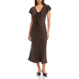 FIFTEEN TWENTY FIFTEEN TWENTY Emmeline Tie Front Flutter Sleeve Midi Dress