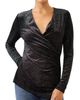FIFTEEN TWENTY FIFTEEN TWENTY Imara Long Sleeve Sparkle Stretch Velvet Wrap Top - 1