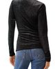 FIFTEEN TWENTY FIFTEEN TWENTY Imara Long Sleeve Sparkle Stretch Velvet Wrap Top - 2