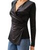 FIFTEEN TWENTY FIFTEEN TWENTY Imara Long Sleeve Sparkle Stretch Velvet Wrap Top - 3