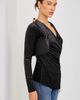 FIFTEEN TWENTY FIFTEEN TWENTY Imara Long Sleeve Sparkle Stretch Velvet Wrap Top - 4