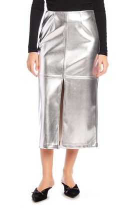 FIFTEEN TWENTY FIFTEEN TWENTY Kaia Metallic Faux Leather Midi Skirt