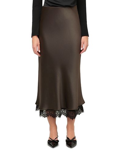Fifteen Twenty Fifteen Twenty Mia Lace Trim Bias Midi Skirt