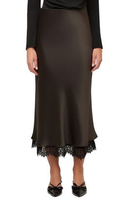 FIFTEEN TWENTY FIFTEEN TWENTY Mia Lace Trimmed Bias Midi Skirt