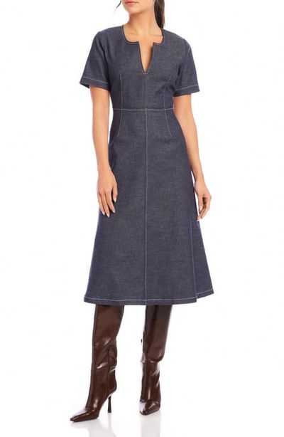 FIFTEEN TWENTY FIFTEEN TWENTY Olivia Contrast Stitch Denim Midi Dress