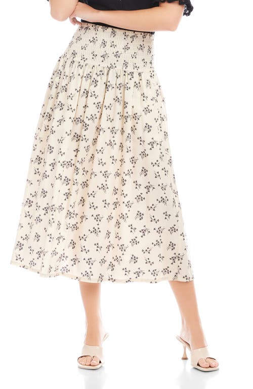 FIFTEEN TWENTY FIFTEEN TWENTY Rhea Floral Smock Waist Cotton Midi Skirt