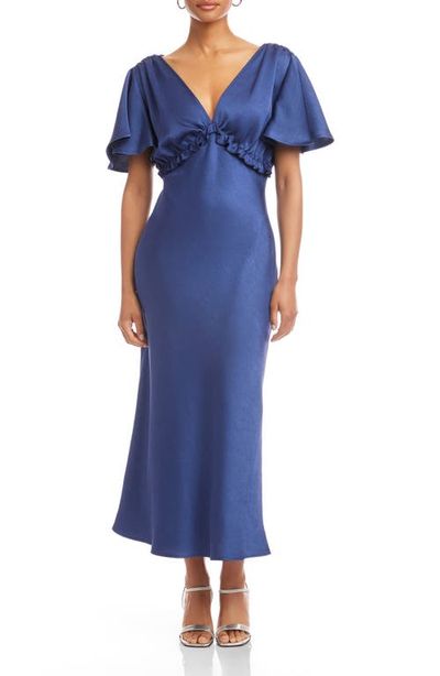 FIFTEEN TWENTY FIFTEEN TWENTY Shailene Satin Flutter Sleeve Midi Dress