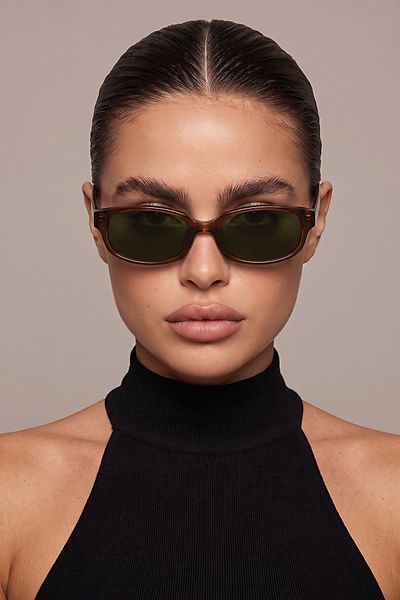 Fifth and Ninth Fifth and Ninth Fifth & Ninth Nara Rectangle Polarized Sunglasses in Transparent Brown/Green, Women's at Urban Outfitters