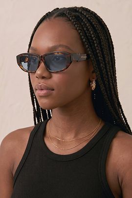 Fifth and Ninth Fifth and Ninth Fifth & Ninth Priya Rectangle Polarized Sunglasses in Torte/Blue, Women's at Urban Outfitters