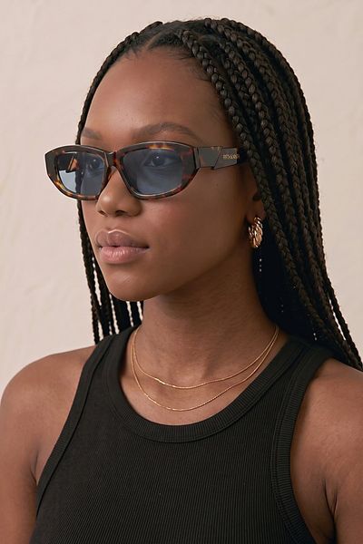 Fifth and Ninth Fifth and Ninth Fifth & Ninth Priya Rectangle Polarized Sunglasses in Torte/Blue, Women's at Urban Outfitters