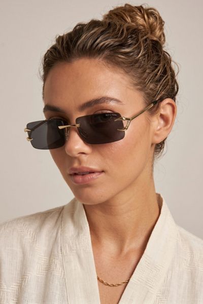 Fifth and Ninth Fifth and Ninth Fifth & Ninth Voss Rectangle Sunglasses in Gold/Black, Women's at Urban Outfitters