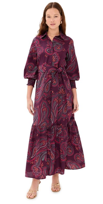 Figue Figue Indiana Dress Cascading Paisley Mulberry