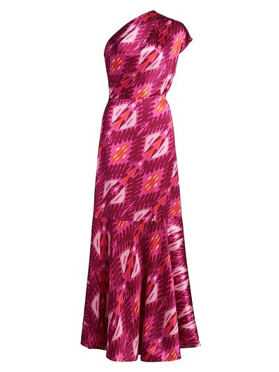 Figue Women's Ezer Abstract Silk One-Shoulder Maxi Dress