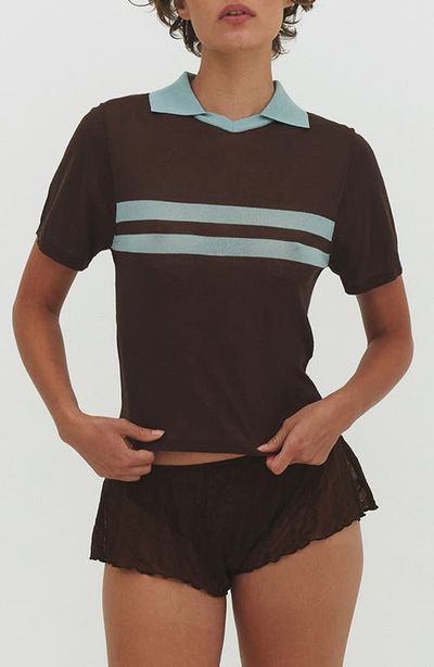 Find Me Now Find Me Now Placed Stripe Polo Sweater