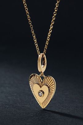 Fine Diamonds by Anthropologie By Anthropologie Fine Solid Gold Diamond Beating Heart Charm