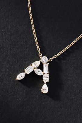 Fine Diamonds by Anthropologie By Anthropologie Fine Yellow Gold Diamond Monogram Necklace