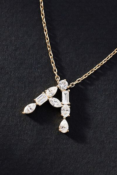 Fine Diamonds by Anthropologie By Anthropologie Fine Yellow Gold Diamond Monogram Necklace