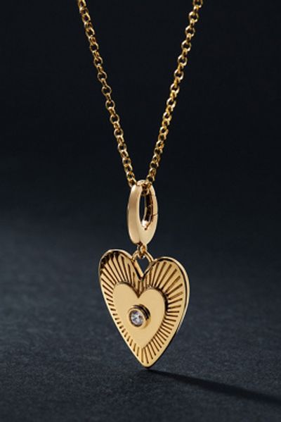 Fine Diamonds by Anthropologie Solid Gold Diamond Beating Heart Charm