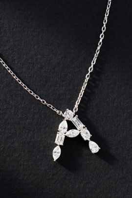 Fine Diamonds by Anthropologie White Gold Diamond Monogram Necklace