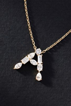 Fine Diamonds by Anthropologie Yellow Gold Diamond Monogram Necklace