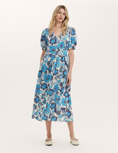 Finery London Finery London Addison Floral Linen Blend Midi Dress
